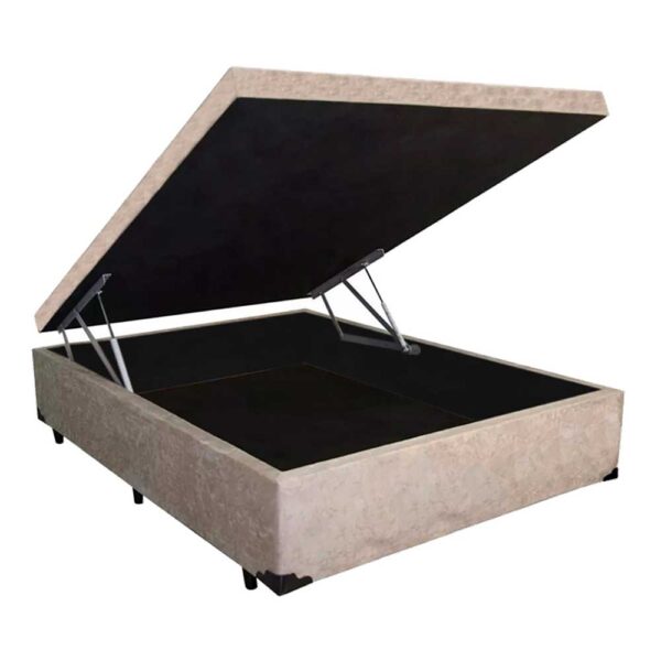 cama box casal suede bege